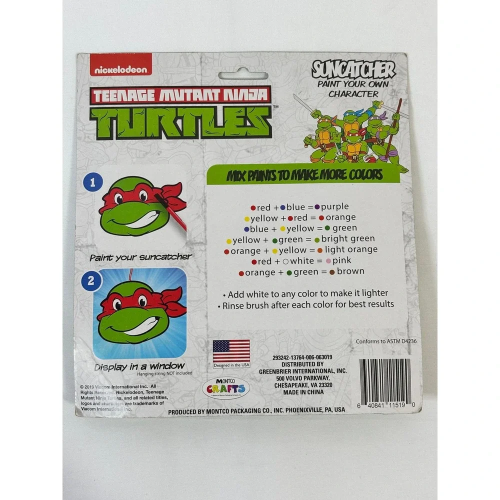 TMNT Raphael Suncatcher Paint Kit Nickelodeon Ninja Turtles Raph DIY Craft New